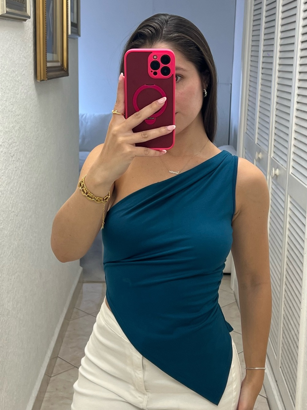 Elegant Teal Sleeve less Top